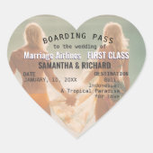 Beach Wedding Boarding Pass Romantic  ハートシール (正面)