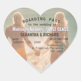 Beach Wedding Boarding Pass Romantic  ハートシール