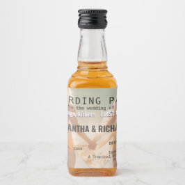 Beach Wedding Boarding Pass Romantic  リキュールボトルラベル