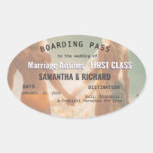 Beach Wedding Boarding Pass Romantic  楕円形シール (正面)
