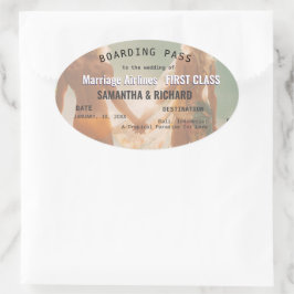 Beach Wedding Boarding Pass Romantic  楕円形シール