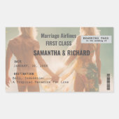 Beach Wedding Boarding Pass Romantic 長方形シール (正面)
