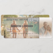 Beach Wedding Boarding Pass Romantic Beach 招待状 (正面/裏面)