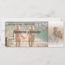 Beach Wedding Boarding Pass Romantic Beach  招待状