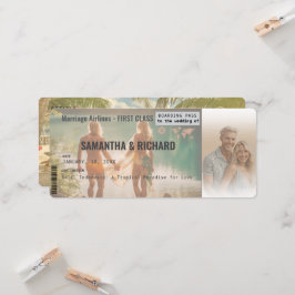 Beach Wedding Boarding Pass Romantic Beach  招待状