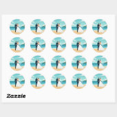 Beach Wedding Couple Sticker ラウンドシール (シート)