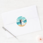 Beach Wedding Couple Sticker ラウンドシール (封筒)