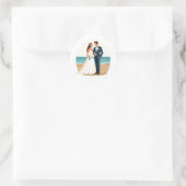 Beach Wedding Couple Sticker ラウンドシール (バッグ)