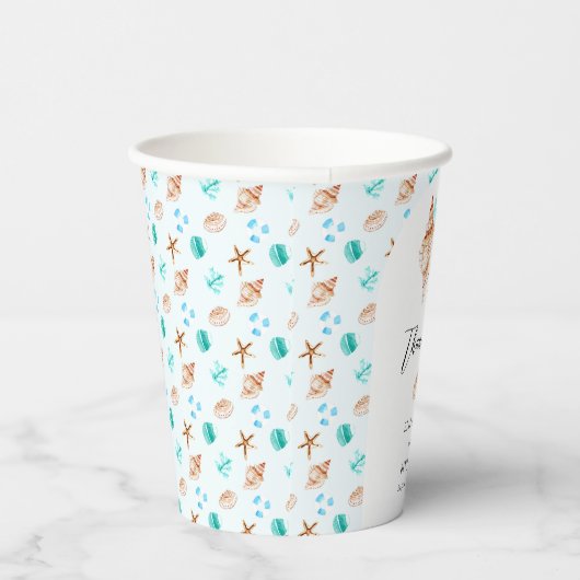 Beach Wedding Elegant Coastal Seashell Thank you  紙コップ (右)