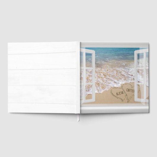 Beach Wedding Hearts in Window  ゲストブック (全面)