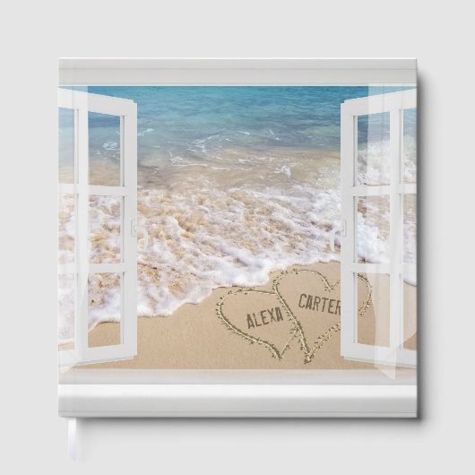 Beach Wedding Hearts in Window  ゲストブック (正面)