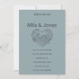 Beach Wedding Invitation Coastal Boho Waves 招待状