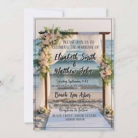 Beach Wedding Invitation – Elegant Coastal Design  招待状 (正面)