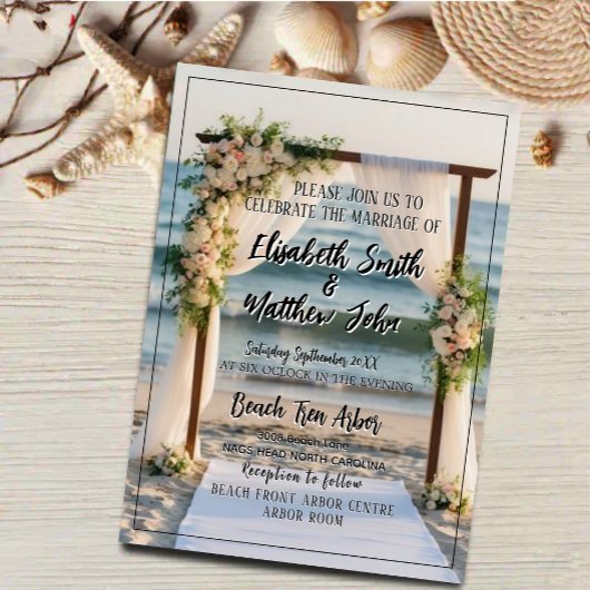 Beach Wedding Invitation – Elegant Coastal Design  招待状