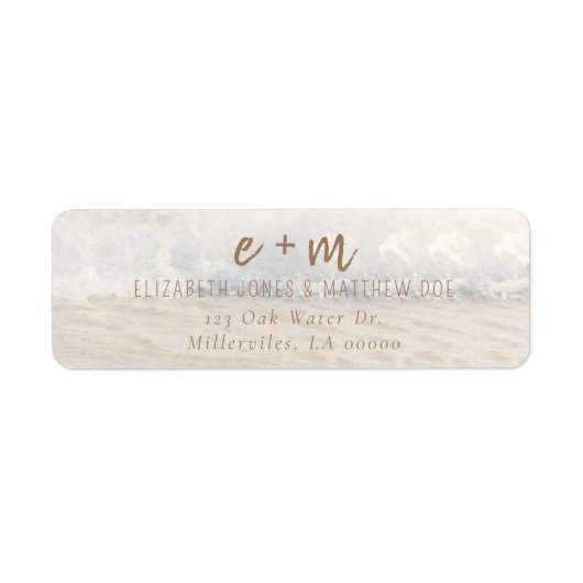 Beach Wedding Invitation Seaside/Oceanside Wedding ラベル (正面)