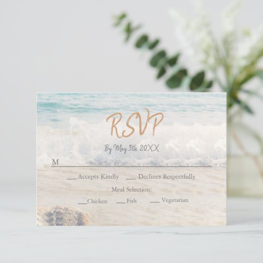 Beach Wedding Invitation Seaside/Oceanside Wedding 出欠カード (スタンド正面)