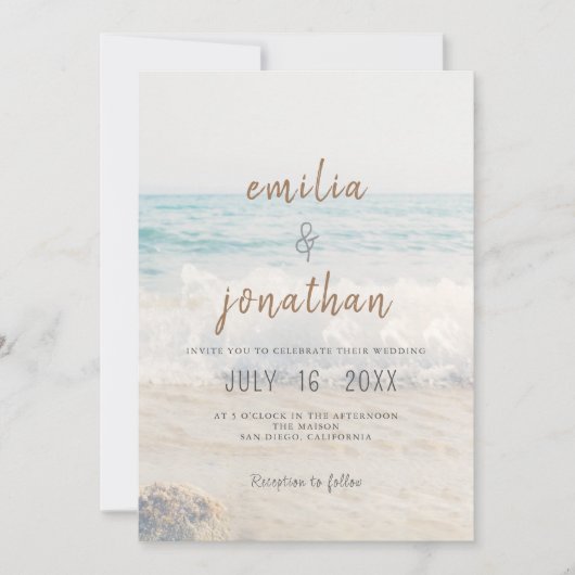 Beach Wedding Invitation Seaside/Oceanside Wedding 招待状 (正面)