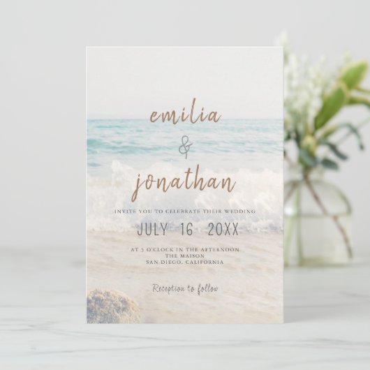 Beach Wedding Invitation Seaside/Oceanside Wedding 招待状 (スタンド正面)