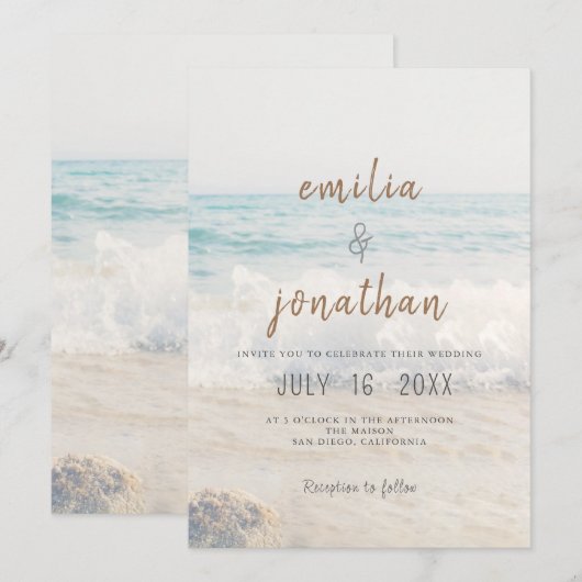 Beach Wedding Invitation Seaside/Oceanside Wedding 招待状 (正面/裏面)
