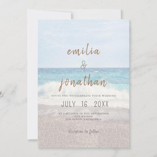 Beach Wedding Invitation Seaside/Oceanside Wedding 招待状 (正面)