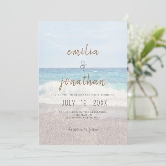 Beach Wedding Invitation Seaside/Oceanside Wedding 招待状 (スタンド正面)