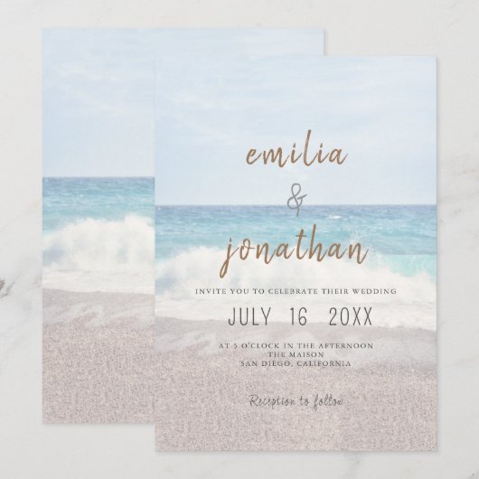 Beach Wedding Invitation Seaside/Oceanside Wedding 招待状 (正面/裏面)