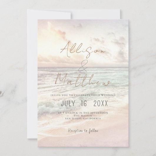 Beach Wedding Invitation Seaside/Oceanside Wedding 招待状 (正面)