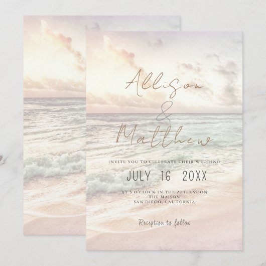 Beach Wedding Invitation Seaside/Oceanside Wedding 招待状 (正面/裏面)