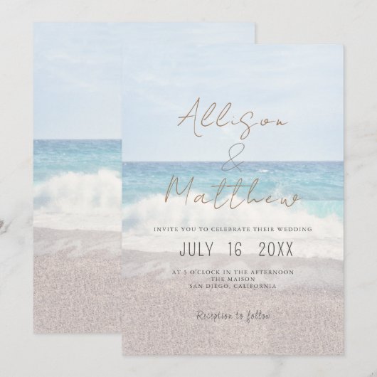 Beach Wedding Invitation Seaside/Oceanside Wedding 招待状 (正面/裏面)