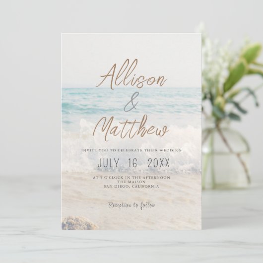 Beach Wedding Invitation Seaside/Oceanside Wedding 招待状 (スタンド正面)