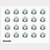 Beach Wedding Love Sticker  ラウンドシール (シート)