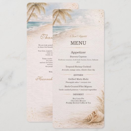 Beach Wedding Menu Template メニュー (正面/裏面)