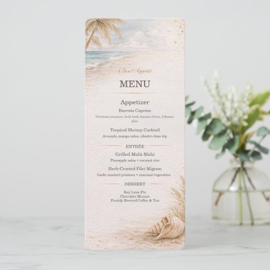 Beach Wedding Menu Template メニュー (スタンド正面)