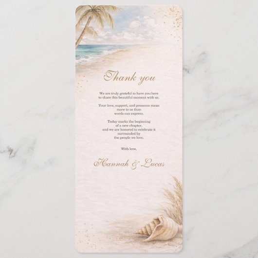 Beach Wedding Menu Template メニュー (裏面)