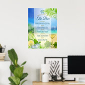 Beach Wedding Mojito Wine Palm Open Bar Menu ポスター (ホームオフィス)