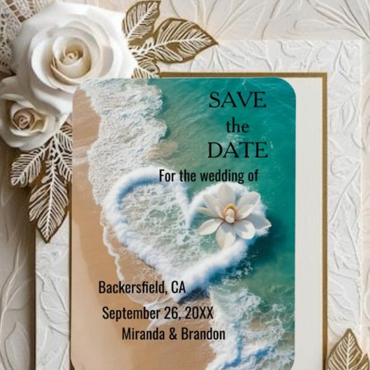 Beach Wedding Monogram Hearts in the Sand Magnet マグネット