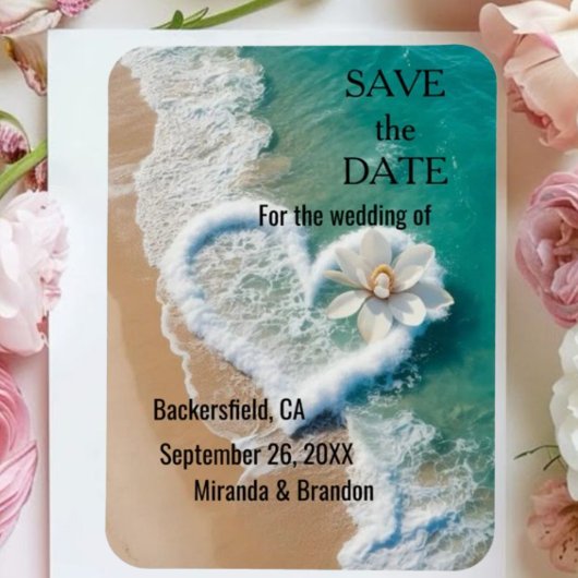 Beach Wedding Monogram Hearts in the Sand Magnet マグネット