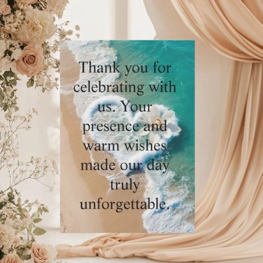 Beach Wedding Monogram Hearts in the Sand Magnet T サンキューカード