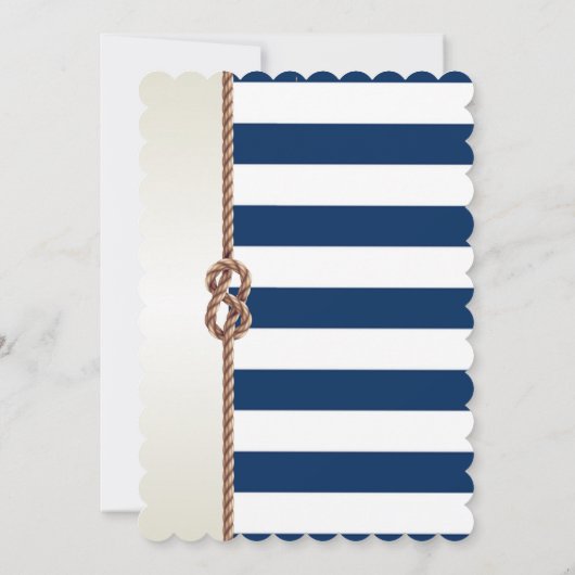 Beach Wedding Navy Rope, Striped RSVP Card 招待状 (裏面)