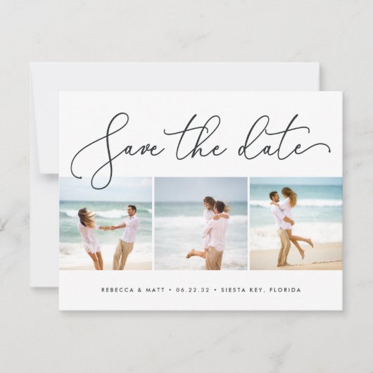 Beach Wedding Photo Save the Date Postcard 案内状 (正面)