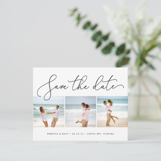 Beach Wedding Photo Save the Date Postcard 案内状 (スタンド正面)