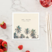 Beach Wedding Reception Palm Tree Personalized スタンダードカクテルナプキン (インサイチュ)
