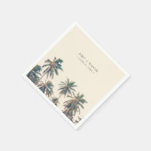 Beach Wedding Reception Palm Tree Personalized スタンダードカクテルナプキン (角)