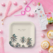 Beach Wedding Reception Palm Tree Personalized ペーパープレート (パーティー)