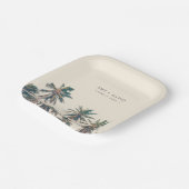 Beach Wedding Reception Palm Tree Personalized ペーパープレート (傾斜あり)