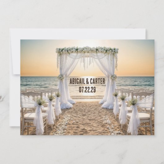 Beach Wedding Save the Date カード (正面)
