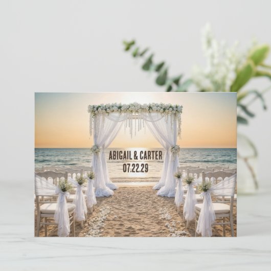 Beach Wedding Save the Date カード (スタンド正面)