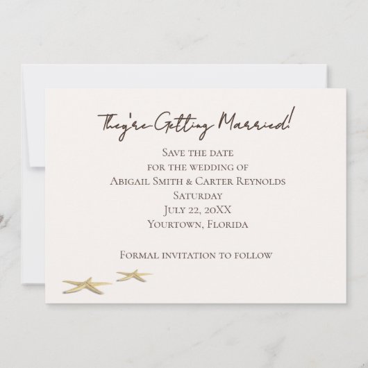 Beach Wedding Save the Date カード (裏面)
