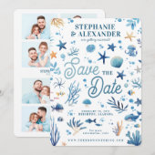 Beach Wedding Save The Date Ocean Theme 招待状 (正面/裏面)