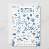 Beach Wedding Save The Date Ocean Theme 招待状 (正面)